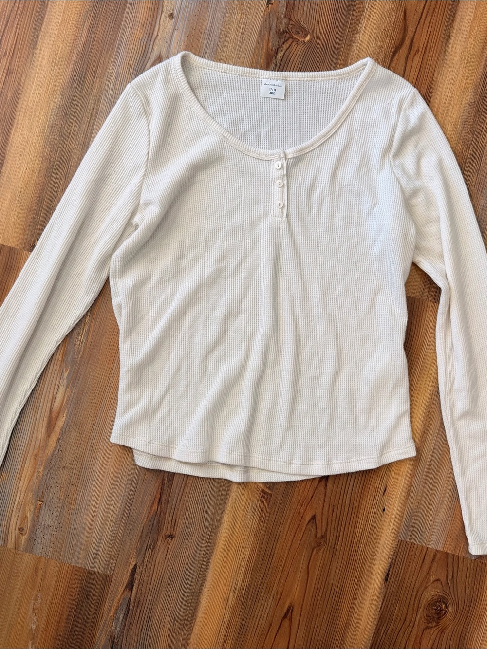 abercrombie kids Cream Waffle Henley Long-Sleeve Top